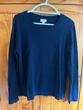 J. Crew Navy Blue Teddie Lightweight Crewneck Sweater